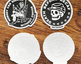 Civil War Death Before Decaf Vinyl Stickers