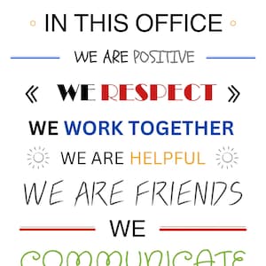 IN THIS OFFICE Values Board | Values wall art (Digital File Only)