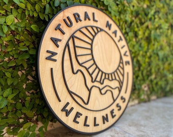 3D Round Logo Sign for Business | Interior Logo Sign | Lobby Sign | 3D Wooden | Boutique Sign | Laser Cut Business Sign | PVC Sign