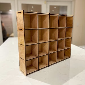Sample Paint Storage Shelf Laser Cut File | 3&quot; Cubics Storage Shelf | 20 cubicles Storage Shelf | Shop Display | Toy Car Display
