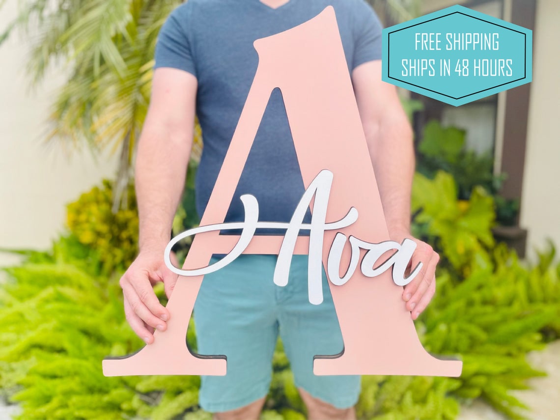 Kids Room Name Plate Name for Nursery Wall Children's Etsy