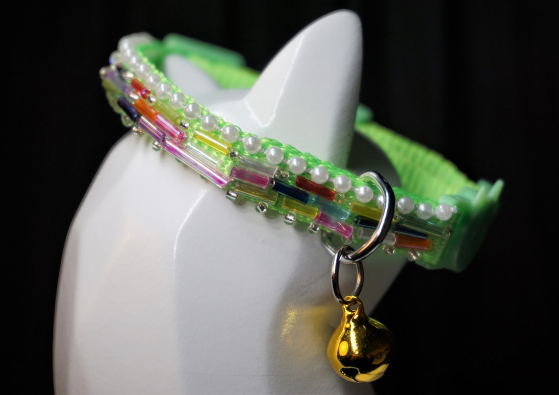 Colorful jeweled elegant handmade Cat collar Fancy Pearls Etsy