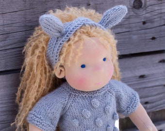 Waldorf Doll blond 15" Organic Puppet  Cuddle doll Clothes set Eco-friendly doll