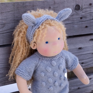 Waldorf Doll blond 15" Organic Puppet  Cuddle doll Clothes set Eco-friendly doll