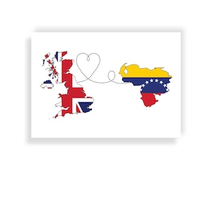 Voyage du Royaume-Uni au Venezuela - Drapeau de la carte du Venezuela imprimer