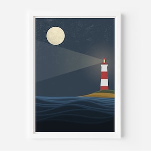 Impresión abstracta del faro en el océano