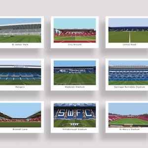 Carteles de estadios de fútbol, Newcastle, Nottingham, Leeds, Queens Park, Reading, Madrid, Sheffield, Southampton, Rangers