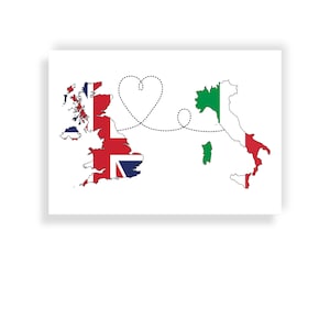 Großbritannien Italien - Map Flaggen Reisedruck