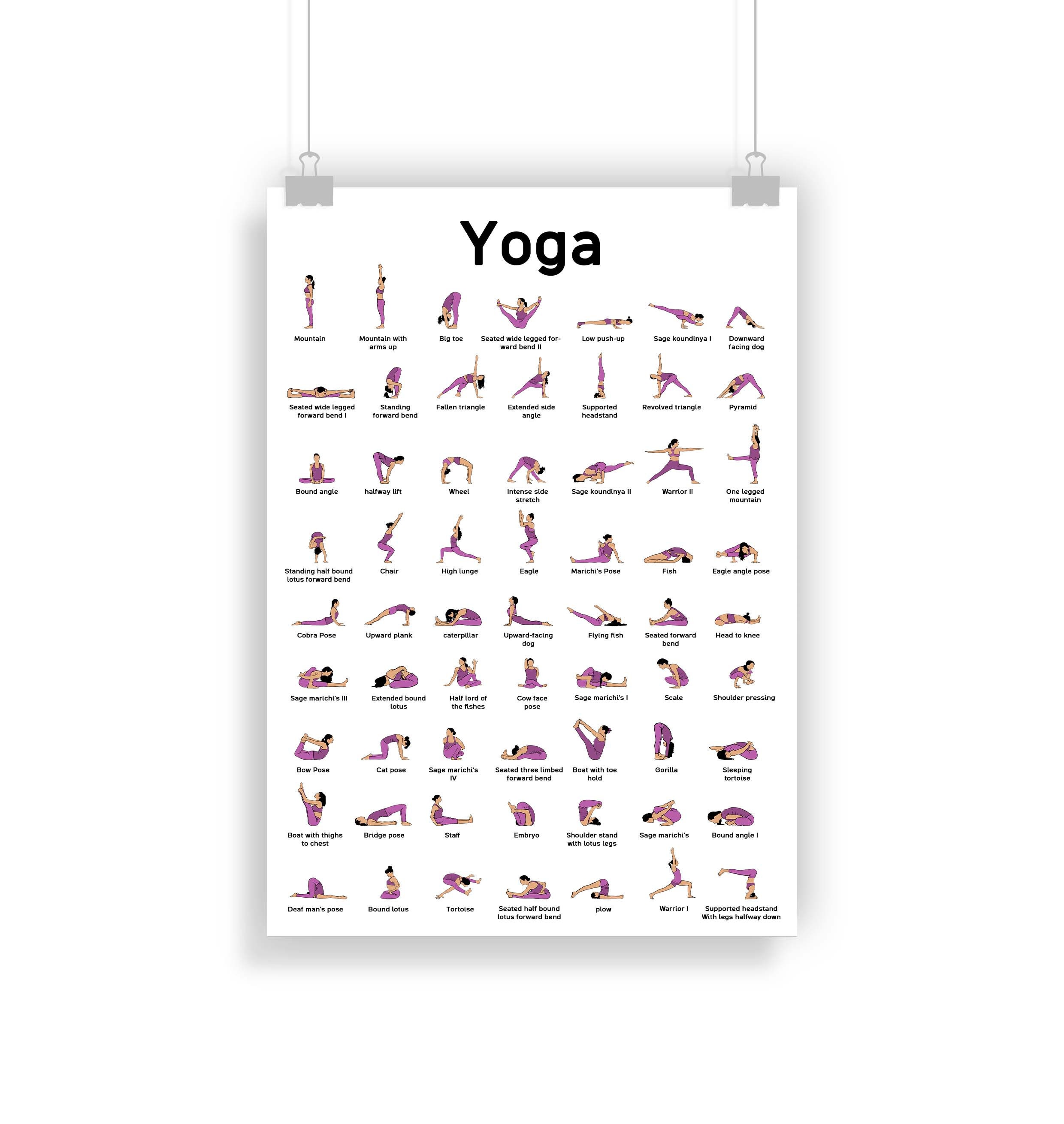 Yoga Instructional Poster | Etsy UK