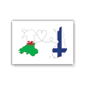 Wales to Finland - Map Flaggen Reisedruck