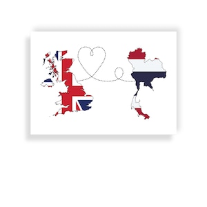 United Kingdom Thailand - Landkarte Flaggen Reisedruck