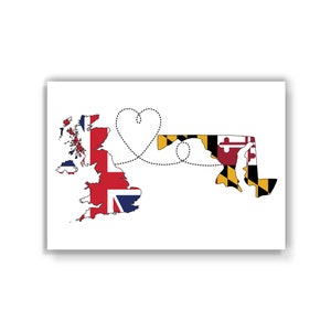 Royaume-Uni au Maryland - Usa Map Flag Travel print