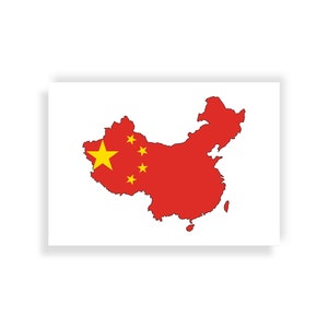 China Map and Flag - Travel print