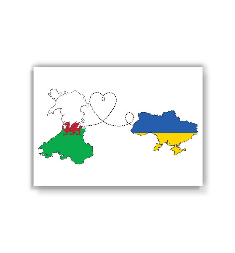 Map Flag Travel print Wales to Ukraine
