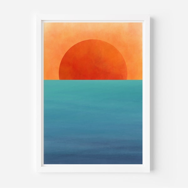 Watercolour Ocean Sunset Print