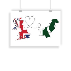 Royaume-Uni au Pakistan - Pakistan Map Flag Travel print