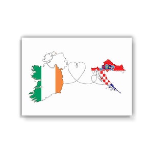 Irland nach Kroatien - Karte Flagge Reisedruck