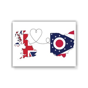 Royaume-Uni à Ohio - Usa Map Flag Travel print