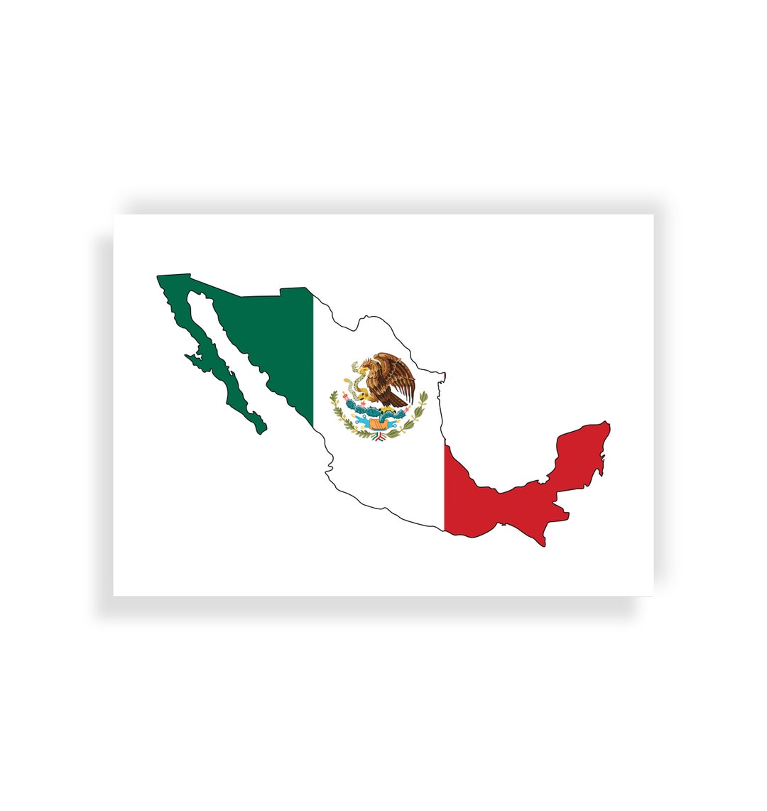Mexico Map and Flag - Travel Print - Etsy