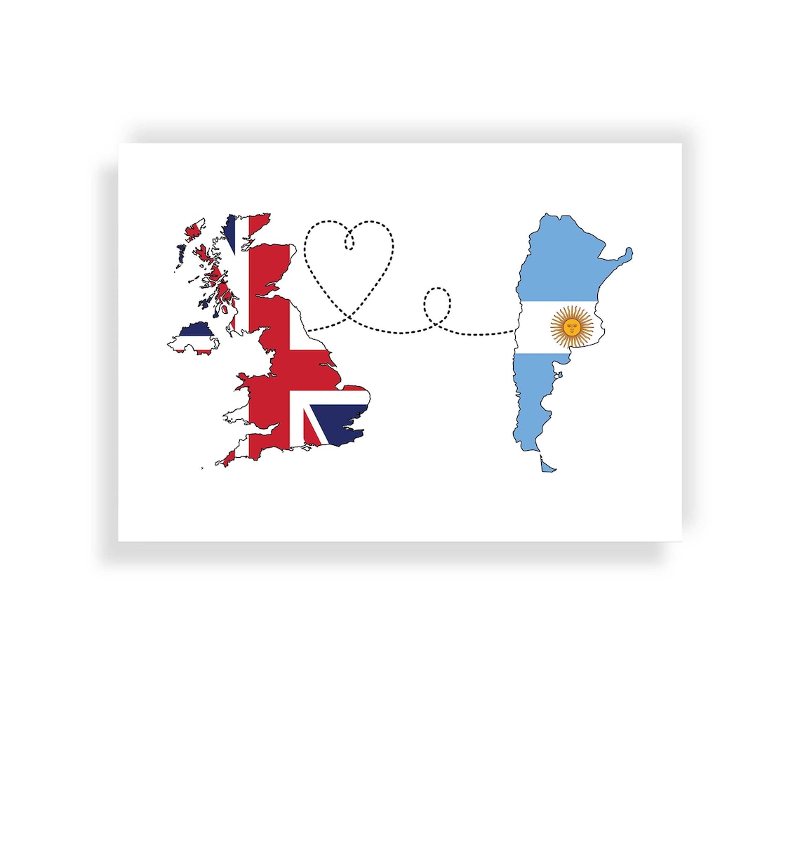 Reino Unido a Argentina Impresión de Map Flag Travel - Etsy España