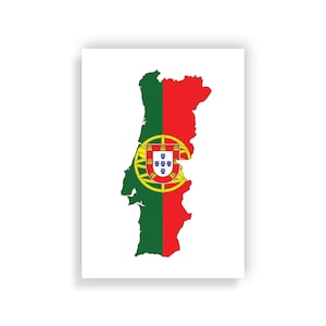 Portugal Map and Flag - Travel print