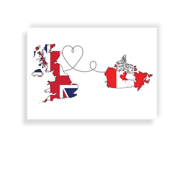 Vereinigtes Königreich nach Kanada - Karte Flagge Reisedruck