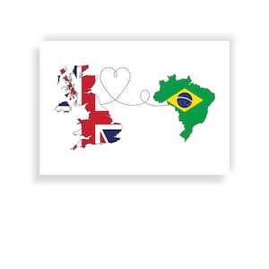 Großbritannien Brasilien - Map Flaggen Reisedruck