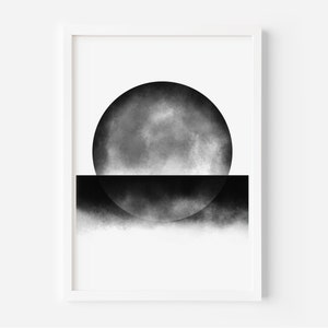 Abstraktes Sonne und Meer Poster, Schwarz-Weiß Druck