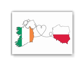 Ireland to Poland - Map Flag Travel print