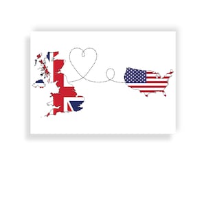 United Kingdom to The United States of America Poster - USA Travel print