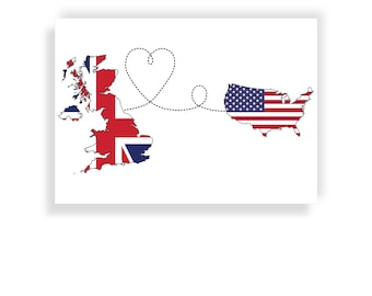 United Kingdom to The United States of America Poster - USA Travel print