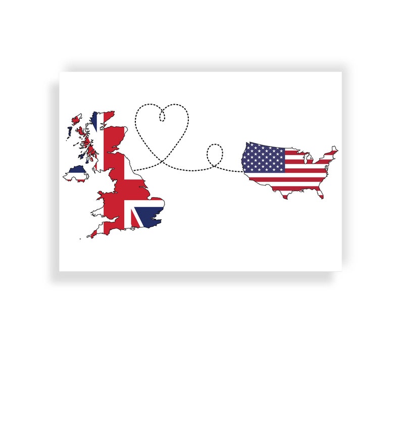 United Kingdom to The United States of America Poster USA Travel print image 1