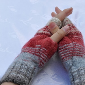 Wine Red Fingerless Gloves - Mittens Wrist warmers  Hand Warmers Arm Warmers Cosy Chunky Hand Knit READY TO SHIP