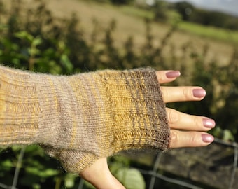 Early Autumn Angora Fingerless Gloves - Mittens, Wrist Warmers, Hand Warmers, Arm Warmers, Cosy Chunky Hand Knit