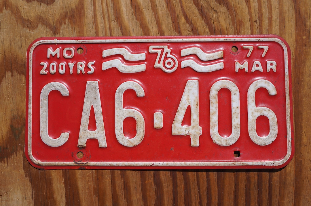 1976 1977 Missouri Bicentennial License Plate Etsy