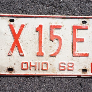 1968 Vintage Ohio License Plate # X 15 E