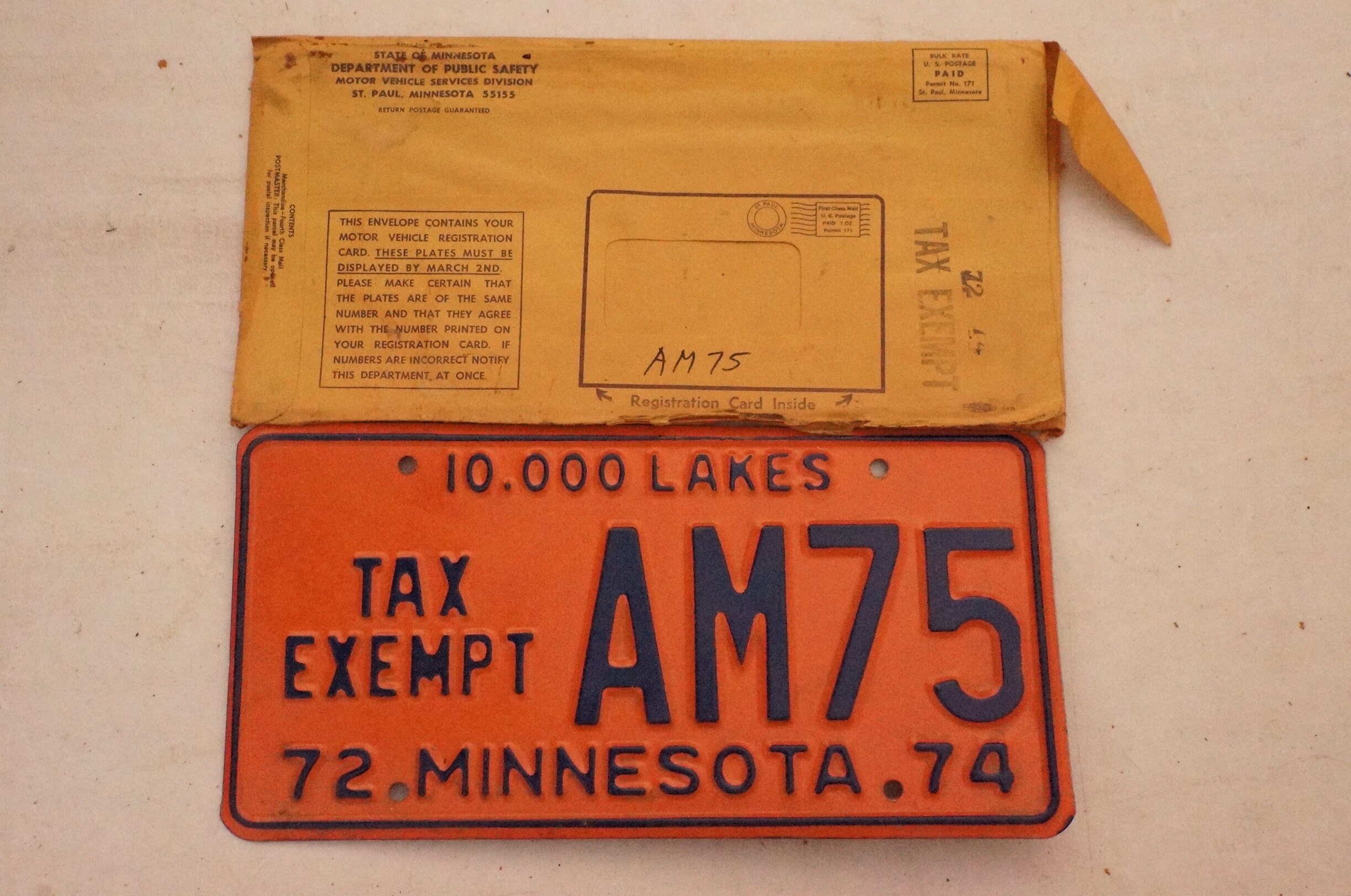 1972 1974 Minnesota TAX EXEMPT License Plate AM75 Etsy UK