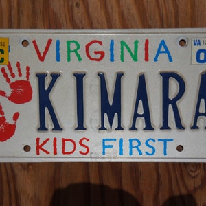 2007 Virginia KIDS FIRST Vanity License Plate KIMARA