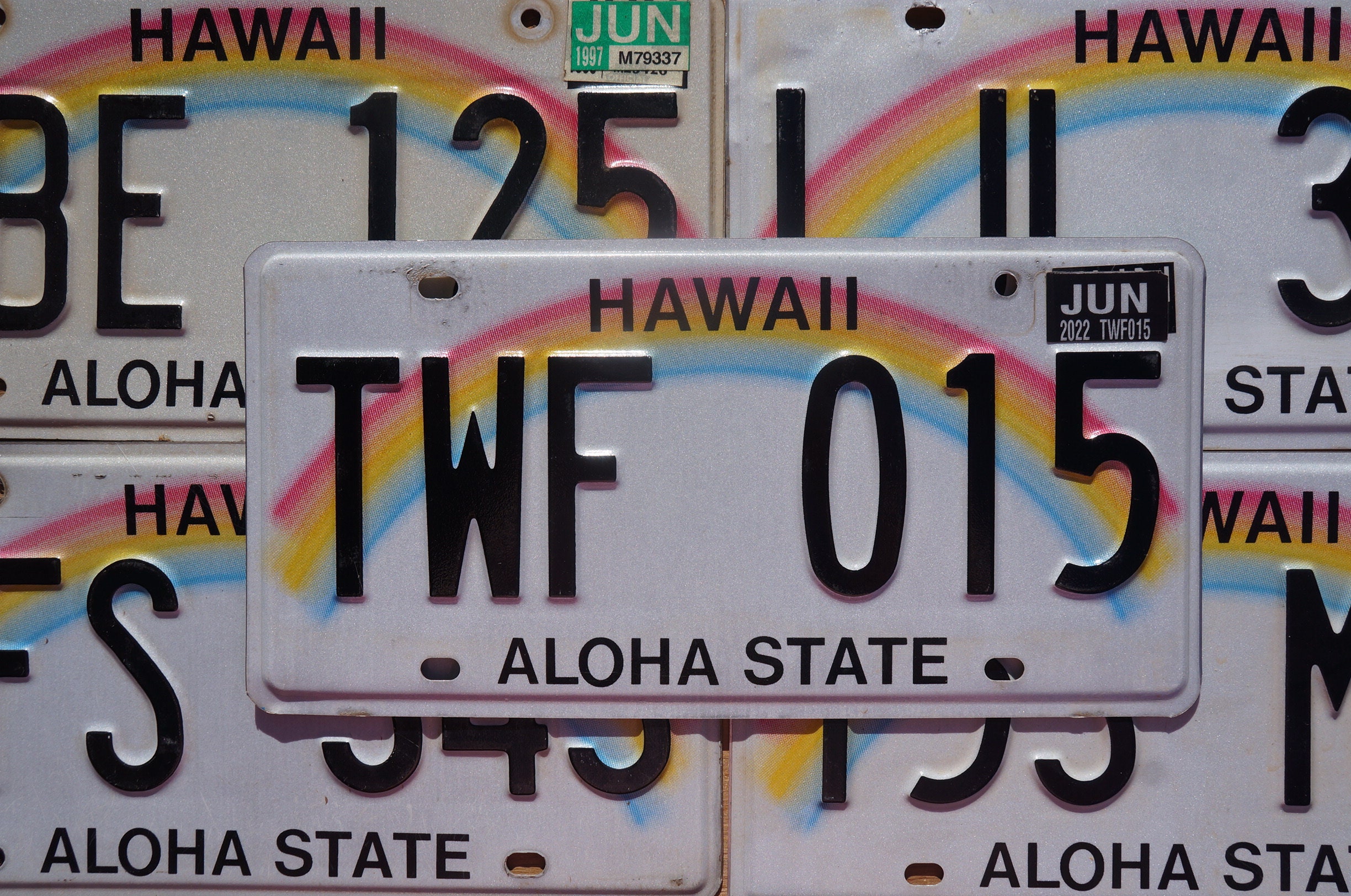 ハワイ ナンバー プレート ライセンス レインボー プレート 前後セット