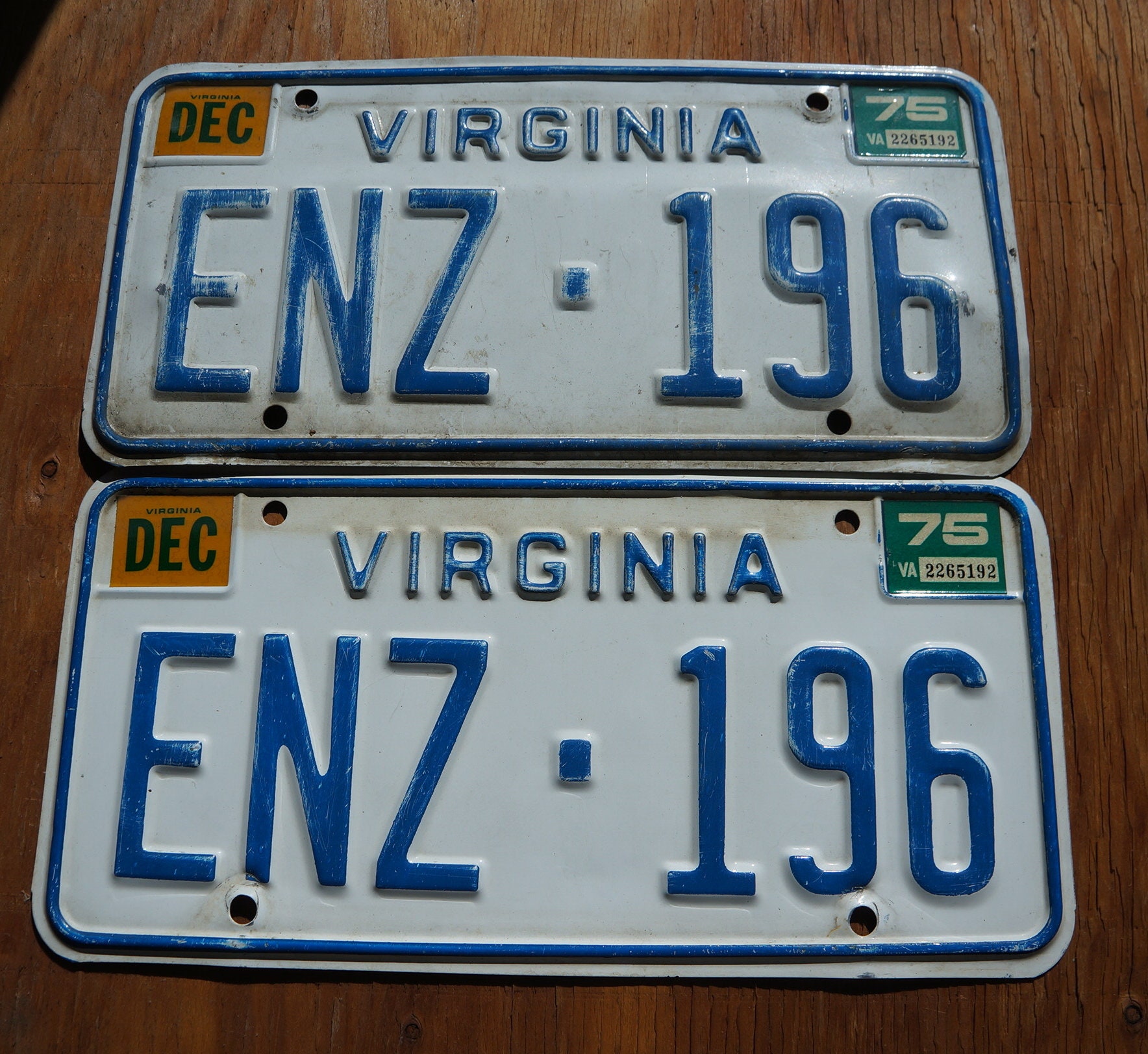 1975 Virginia Vintage White License Plate Pair / Set# ENZ - 196 - Etsy