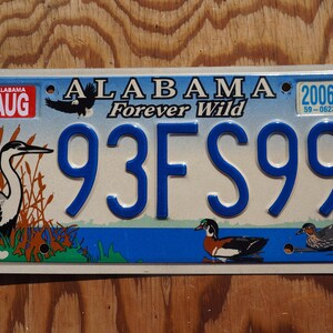 Alabama FOREVER WILD License Plate  - Crane lake bird duck Graphic