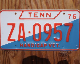 1976 Tennessee HANDICAP VET Vintage License Plate - Etsy