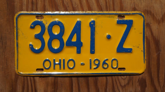 1960 Ohio Yellow License Plate 3841 Z - Etsy