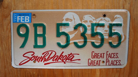 1990s South Dakota License Plate: Mt Rushmore, Green Letters - Etsy