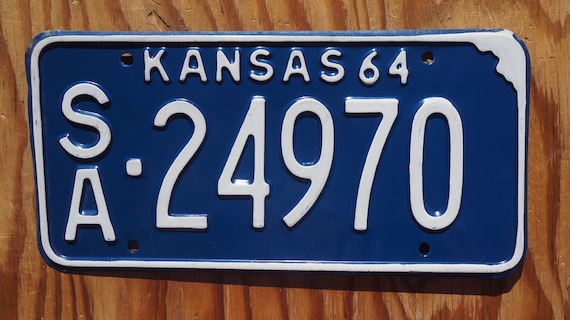 1964 Kansas Vintage BLUE License Plate # 24970 - Etsy