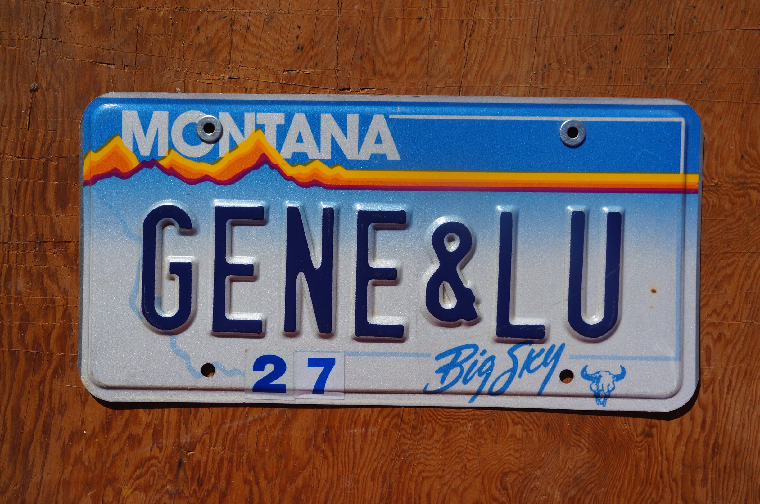 Vintage Montana License Plate - "Big Sky Rainbow" Design, Random Letters/Numbers, Nice Condition