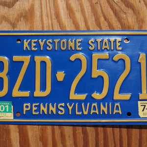 2000 2001 Pennsylvania KEYSTONE STATE Blue License Plate