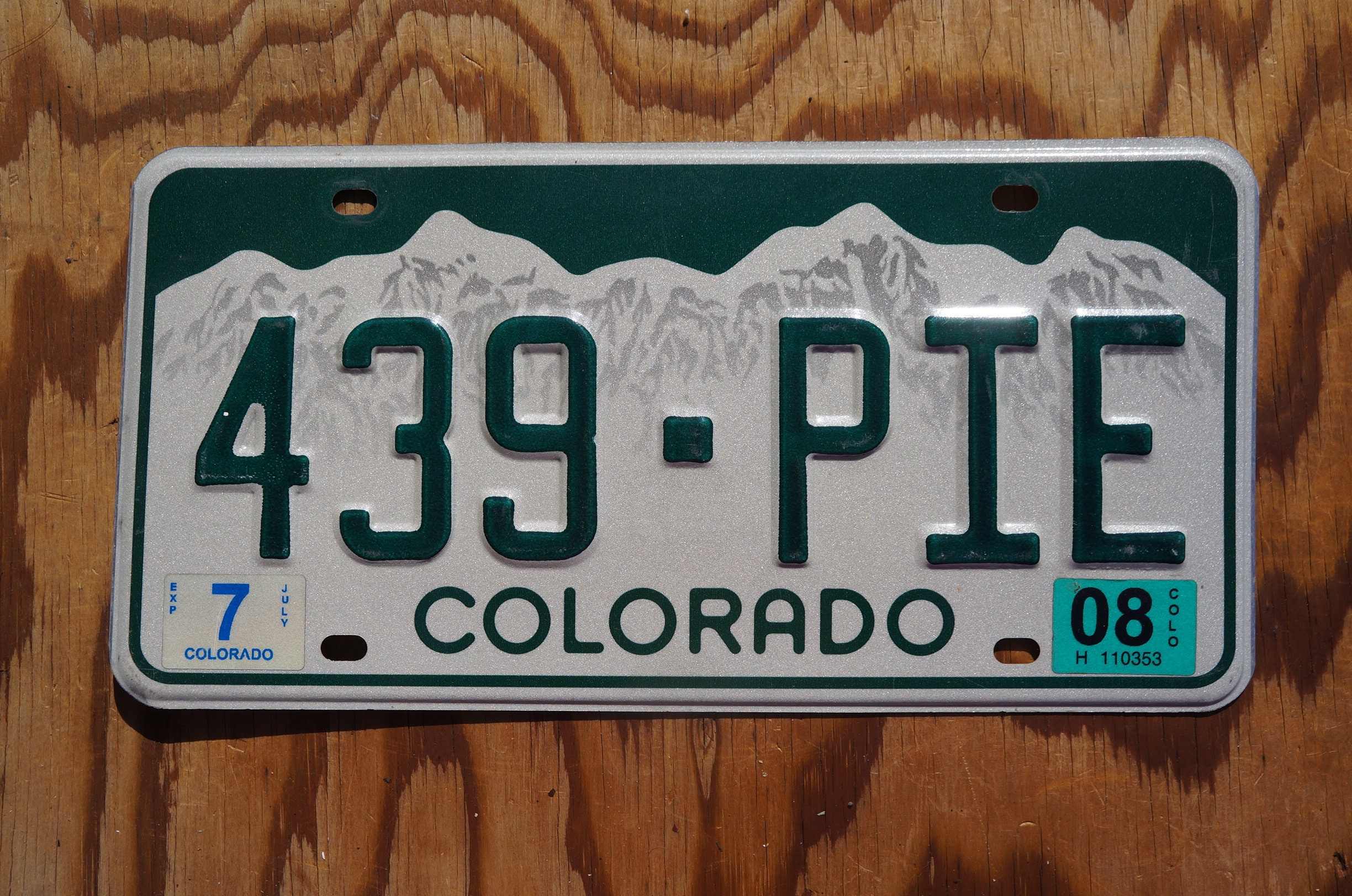 2008 Colorado SNOW MOUNTAINS License Plate # 439 - PIE - Etsy