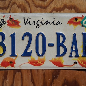 2000 Virginia Orange FALL LEAVES License Plate Autumn Decoration