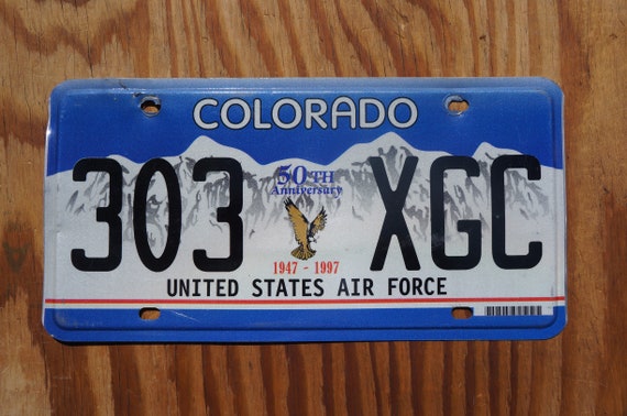 Colorado US AIR FORCE Blue Eagle License Plate - 50th Anniversary